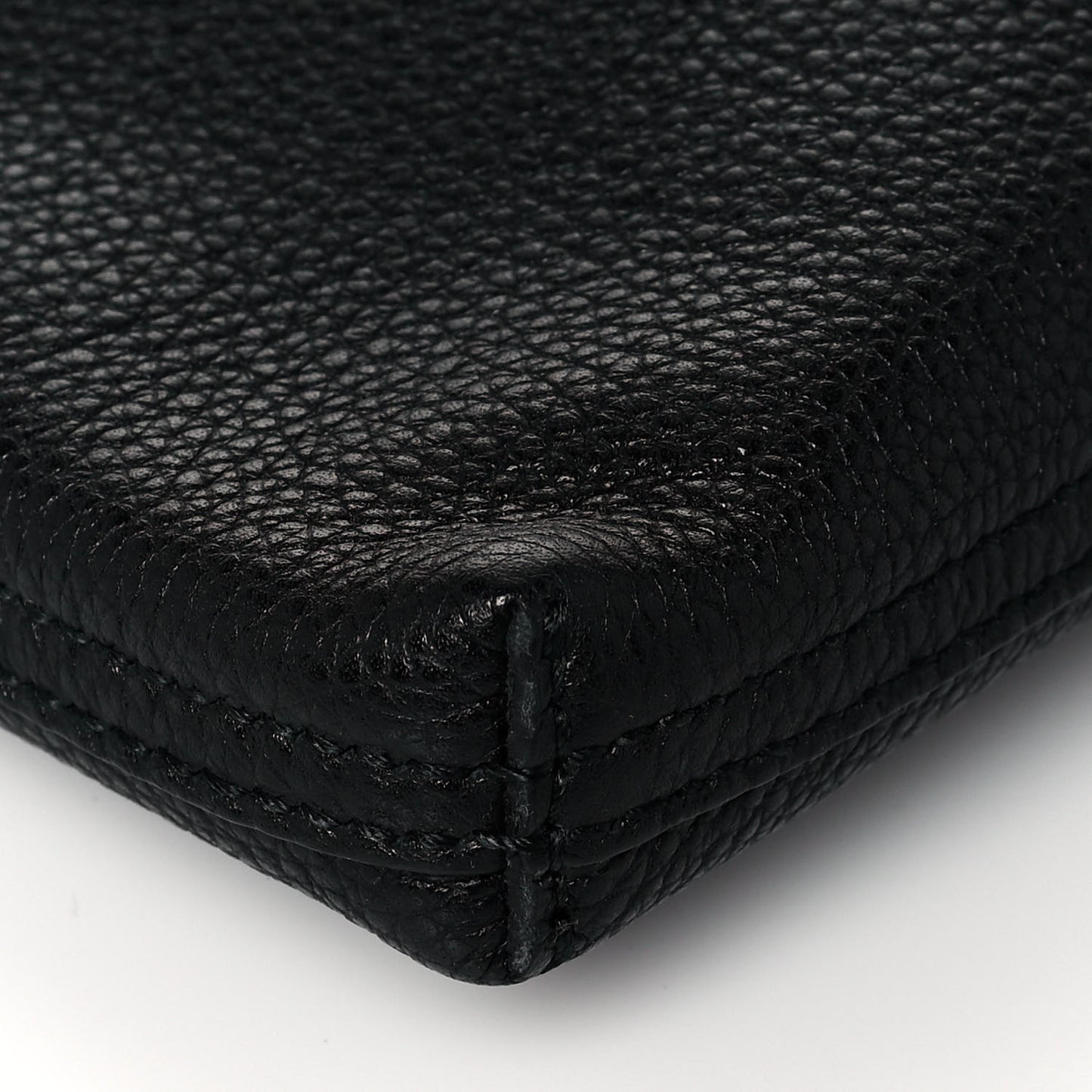 Pebbled Calfskin Large Logo Portfolio Clutch Black