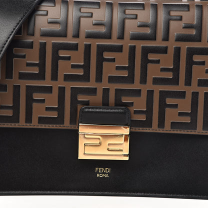 Fendi Vitello Liberty Bi-Color FF 1974 Embossed Kan U Shoulder Bag Black Maya 10 of 10