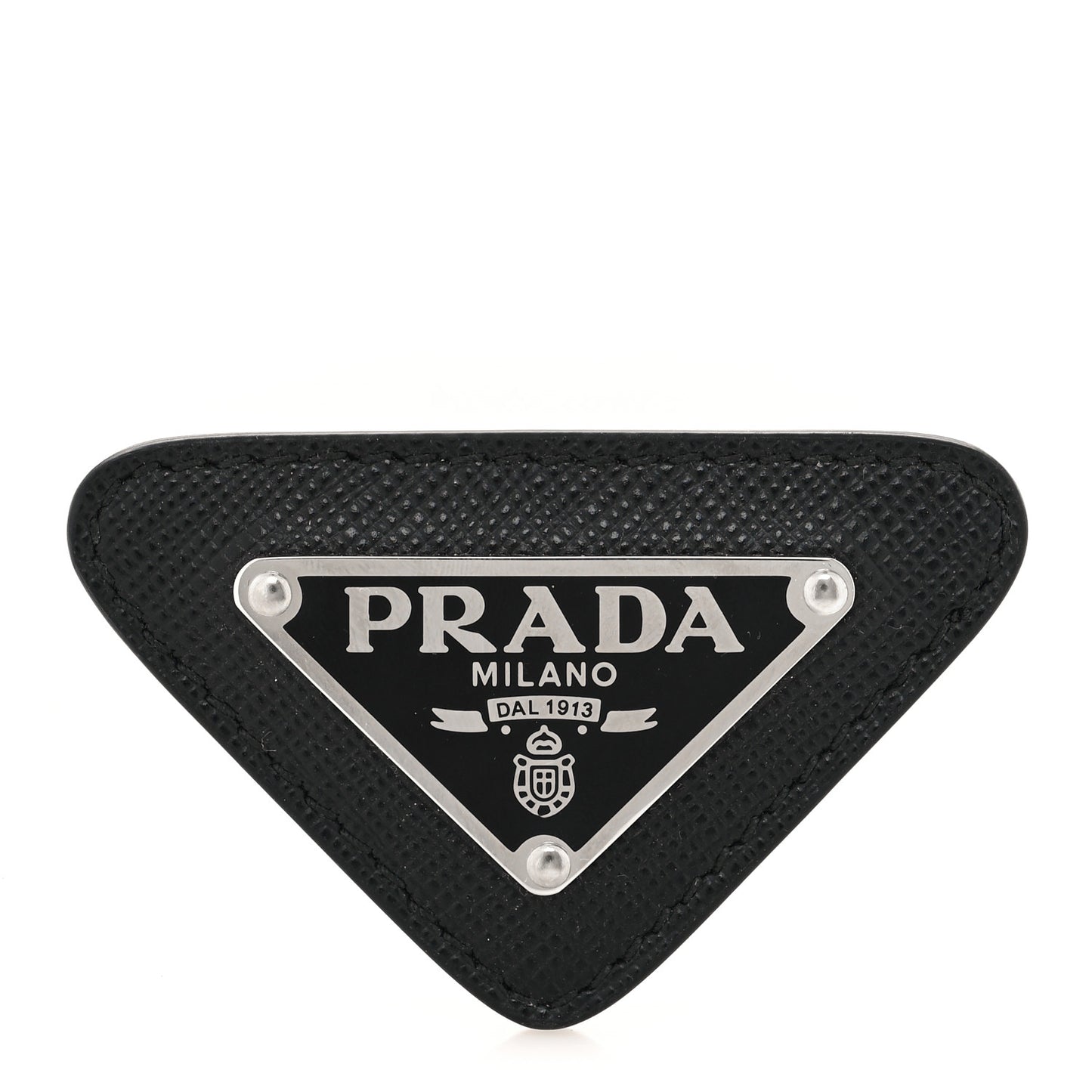 Saffiano Enamel Logo Triangle Pin Black