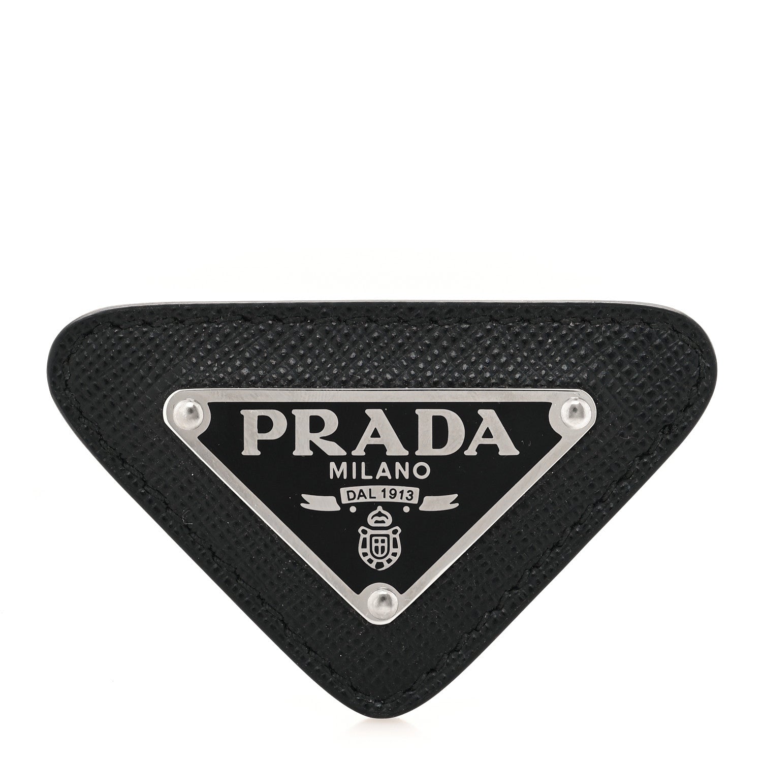 Prada Saffiano Enamel Logo Triangle Pin Black 1 of 3