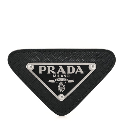 Prada Saffiano Enamel Logo Triangle Pin Black 1 of 3