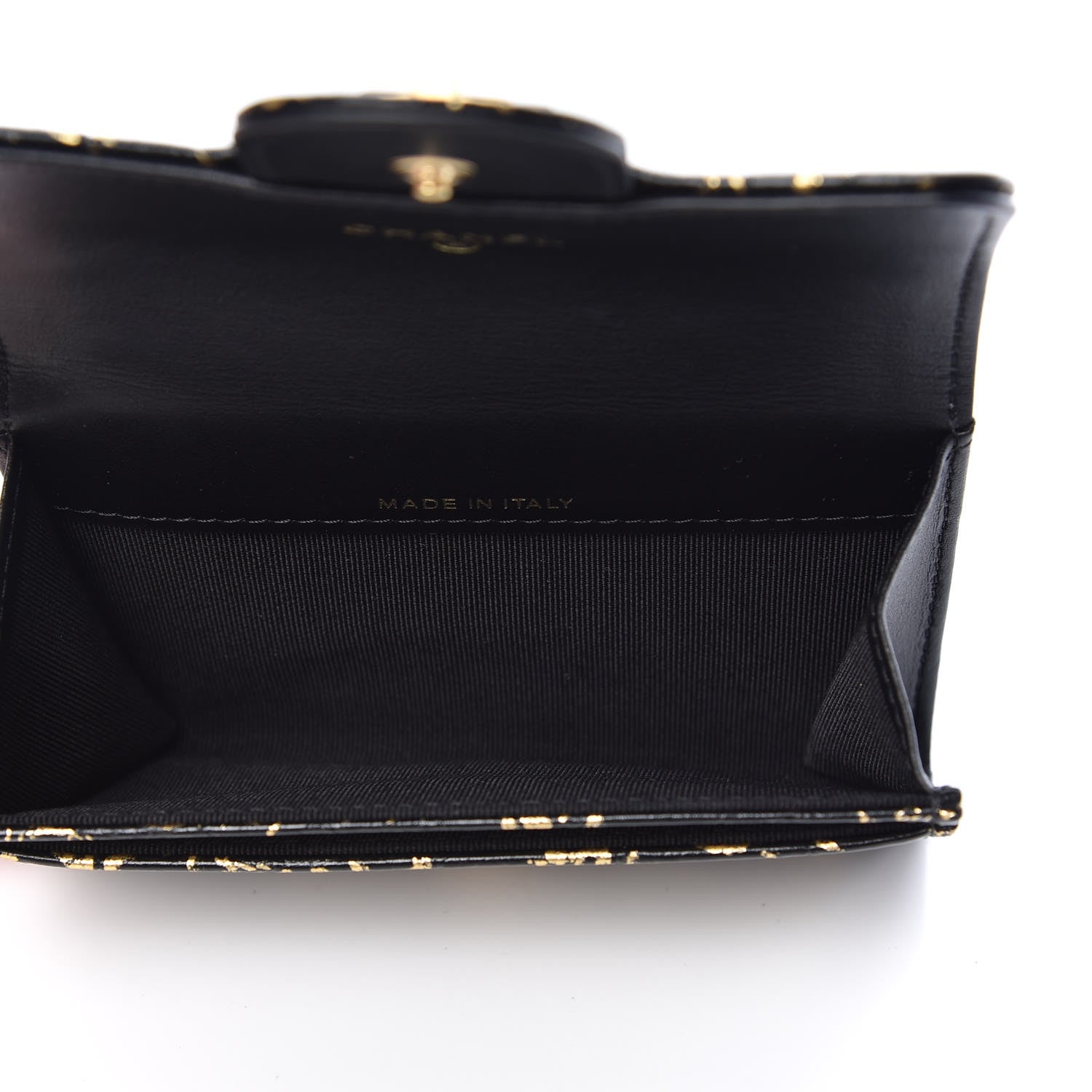 Chanel Calfskin Crocodile Embossed Graffiti Reissue Card Holder Wallet Black Gold 5 of 9
