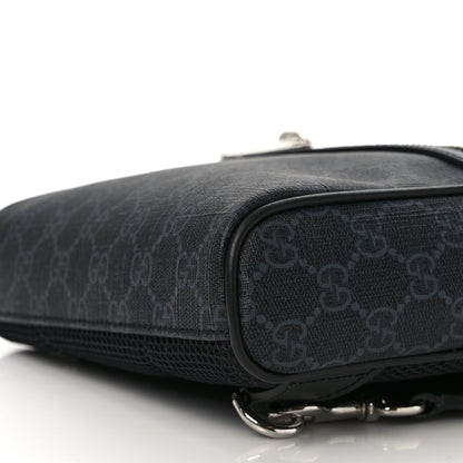 Gucci GG Supreme Monogram Calfskin Web Sling Backpack Black Grey 8 of 8