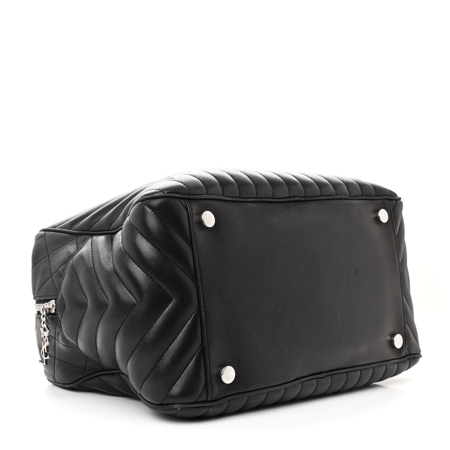 Lambskin Mixed Matelasse Joan Bowling Bag Black