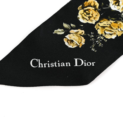Christian Dior Silk Floral Mitzah Scarf Black 4 of 4