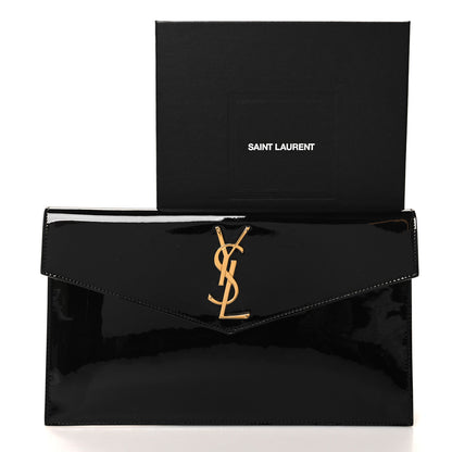 Saint Laurent Patent Calfskin Monogram Uptown Clutch Black 11 of 11