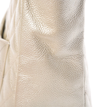 Chanel Metallic Caviar Quilted Petit Shopping Tote PST Pearl 30 of 34