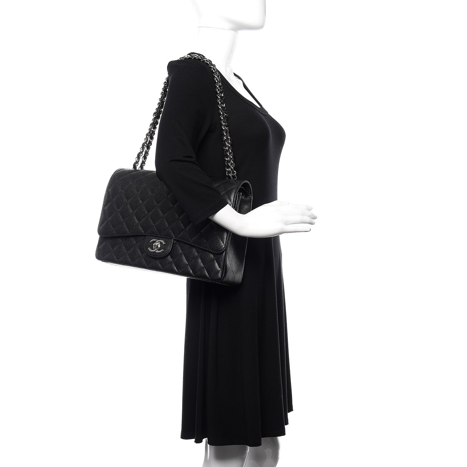 Chanel Caviar Quilted Maxi Double Flap Black 2 of 12