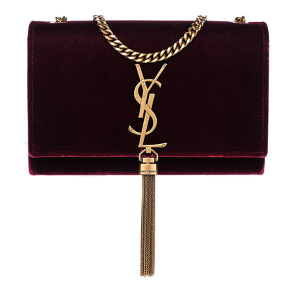 Saint Laurent Velvet Small Classic Monogram Kate Tassel Satchel Burgundy 1 of 16