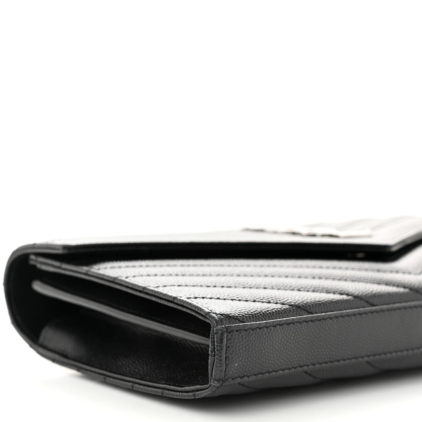 Grain De Poudre Matelasse Chevron Monogram Chain Wallet Black