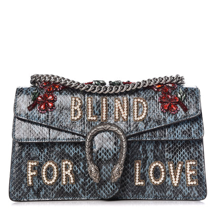 Gucci Snakeskin Blind For Love Embroidered Small Dionysus Shoulder Bag Ultramarine Multicolor 3 of 10