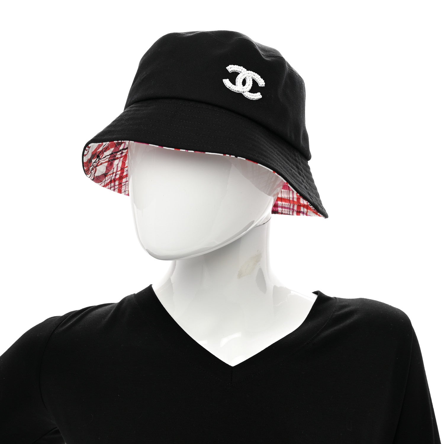 Chanel Cotton Pearl CC Bucket Hat M Black 2 of 7