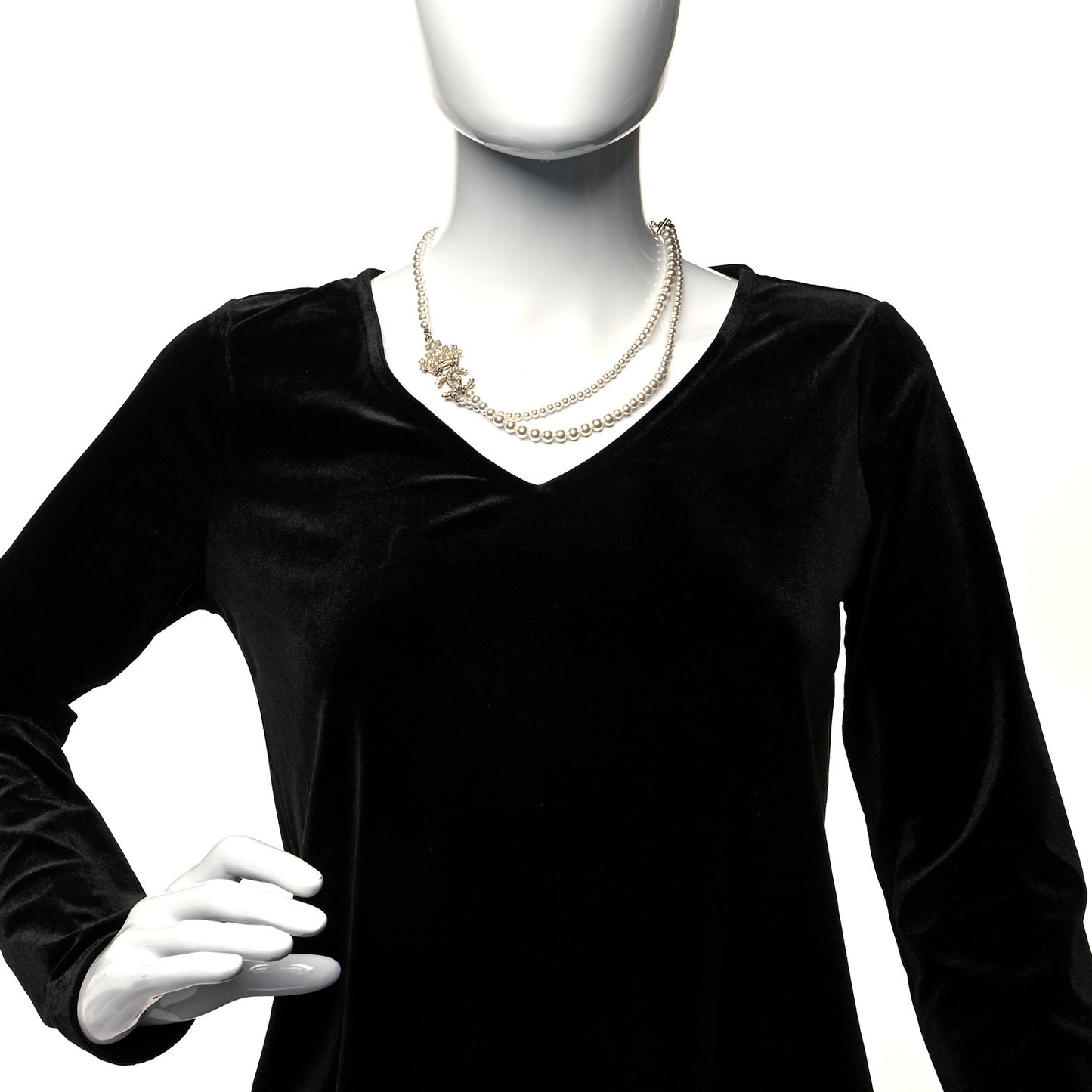 Pearl Crystal CC Crown Multi Strand Necklace Gold