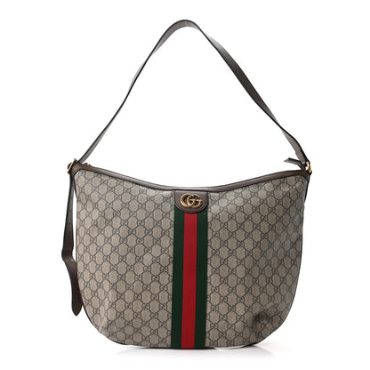 Gucci GG Supreme Monogram Web Ophidia Half Moon Hobo Brown 1 of 10