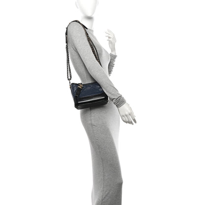 Chanel Aged Calfskin Quilted Small Gabrielle Hobo Navy Black 2 of 12