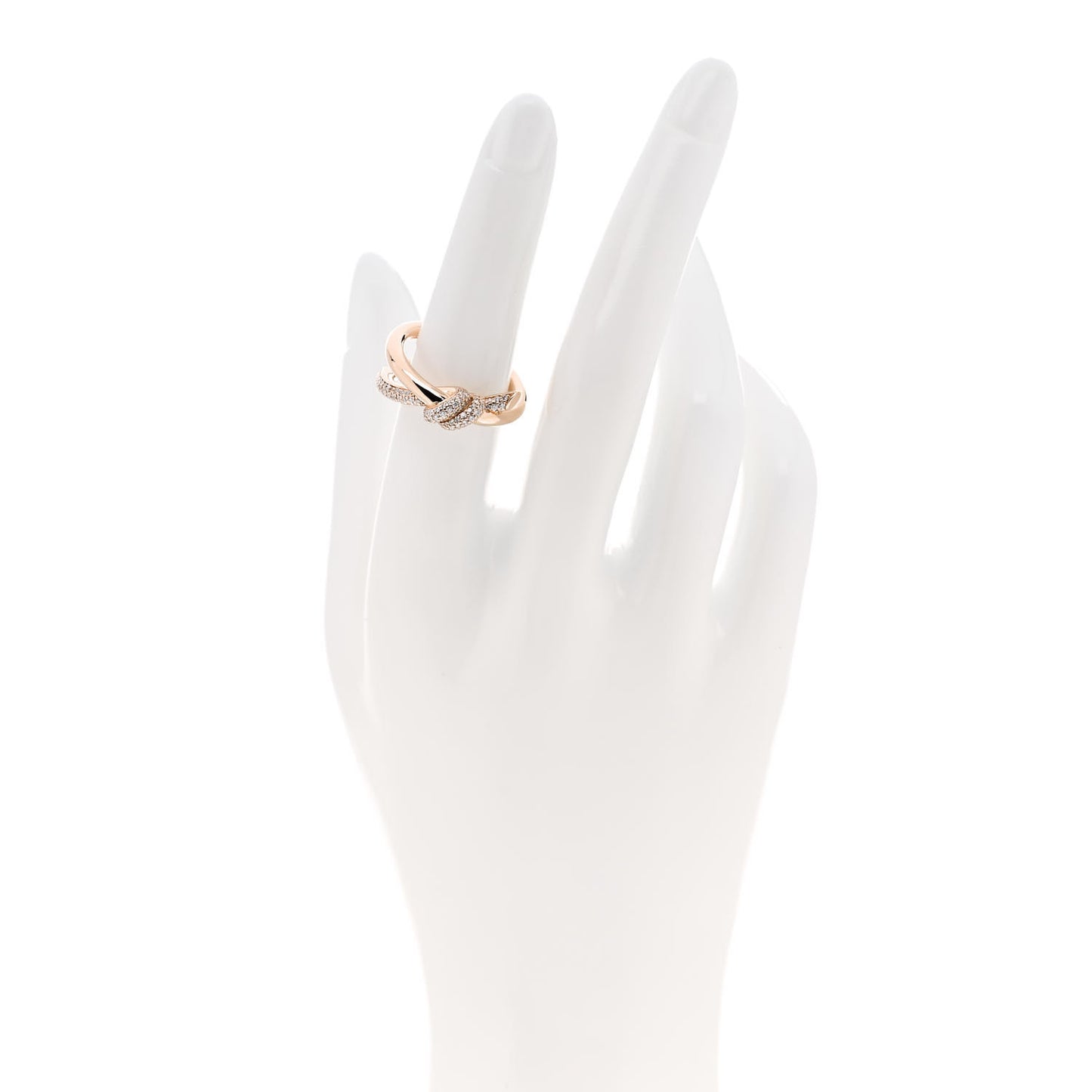 18K Rose Gold Diamond Double Row Knot Ring 53 6.5