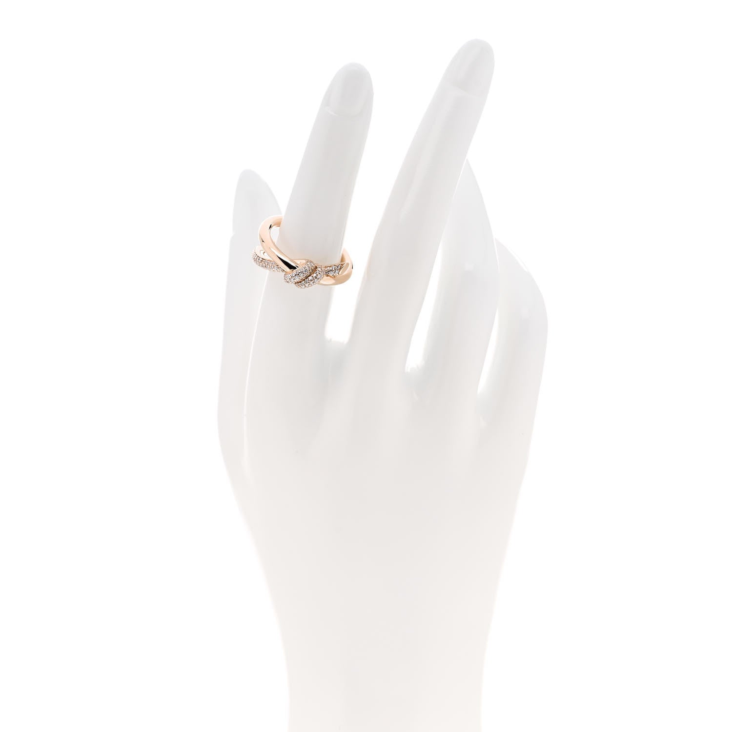 Tiffany 18K Rose Gold Diamond Double Row Knot Ring 53 6.5 2 of 5