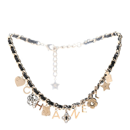 Chanel Glazed Calfskin Crystal Pearl Charm Short Necklace Black Gold 1 of 6