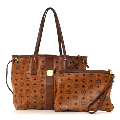 MCM Visetos Medium Liz Reversible Shopper Tote Cognac 1 of 11