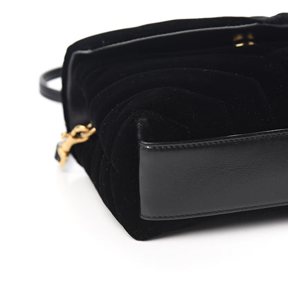 Saint Laurent Velvet Y Quilted Monogram Toy Loulou Chain Satchel French Black 7 of 10