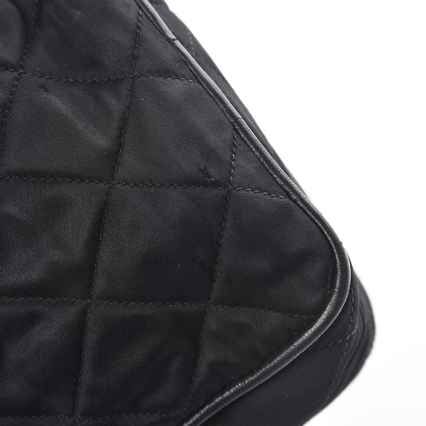 Lambskin Nylon Quilted Tassel Camera Case Black