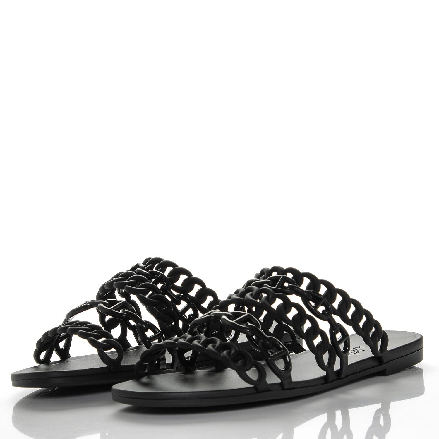 Hermes Rubber Chaine d'Ancre Nude Sandals 35 Black 2 of 9