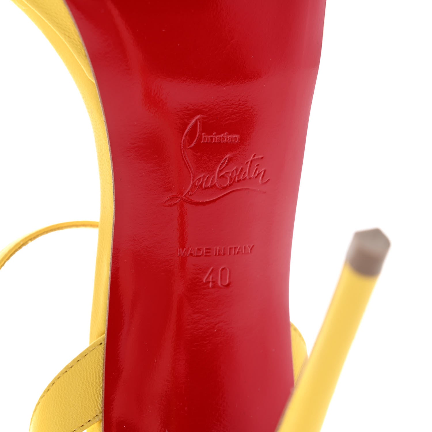 Christian Louboutin Nappa Loubi Queen 120 Strap Sandals 40 Yellow 7 of 12