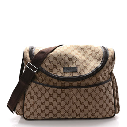 Gucci Monogram Natural Pigskin Large Diaper Bag Beige Ebony Cocoa Dark Chocolate 3 of 13