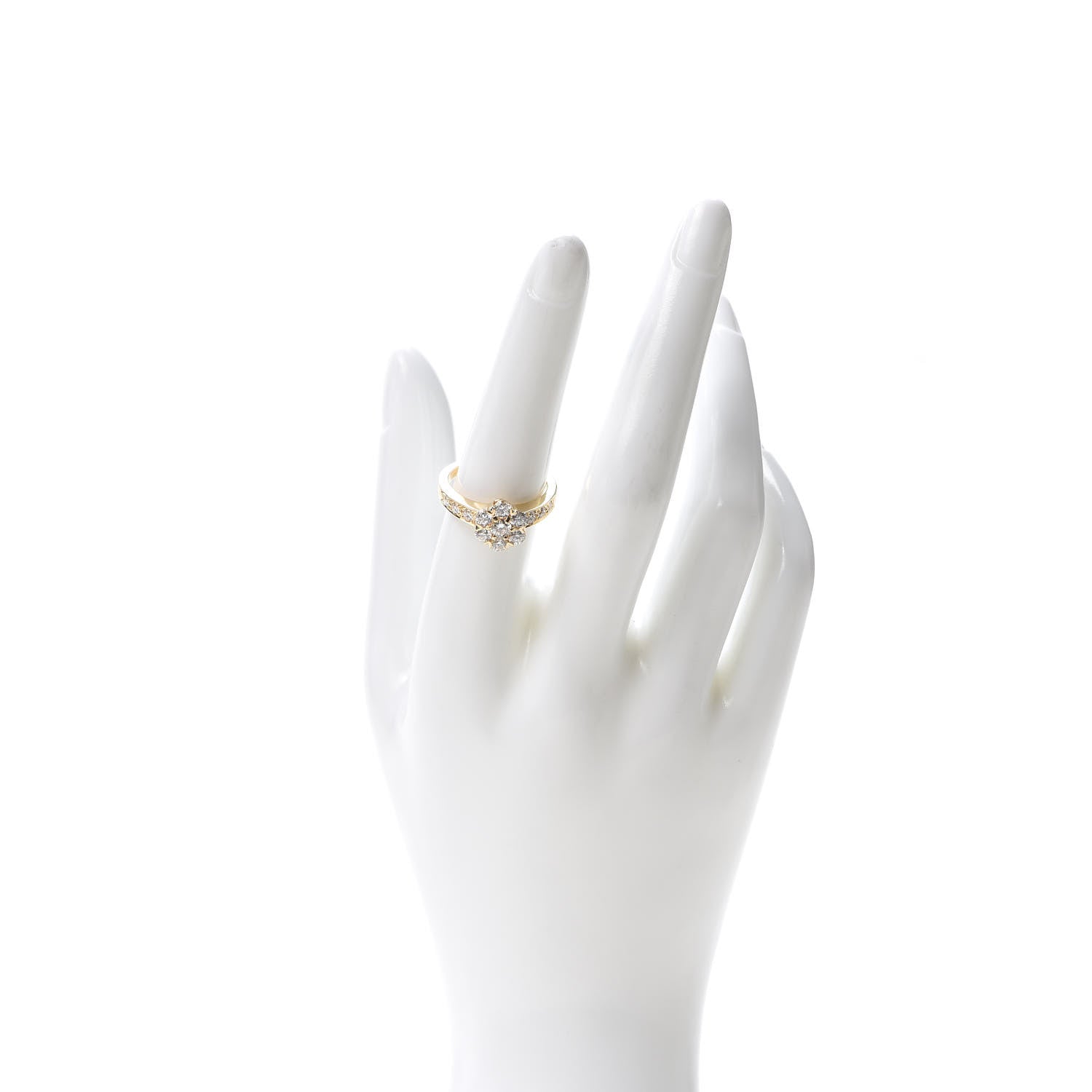 Van Cleef & Arpels 18K Yellow Gold Diamond Fleurette One-Row Ring 54 7 2 of 6