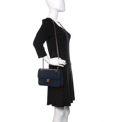 Chanel Caviar Quilted Medium Sweet Classic Flap Navy Blue 2 of 10