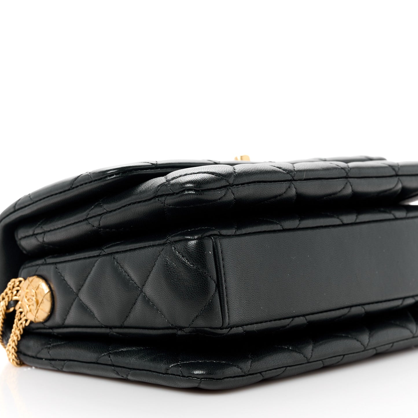Lambskin Quilted Mini Medallion Multi Chain Flap Black