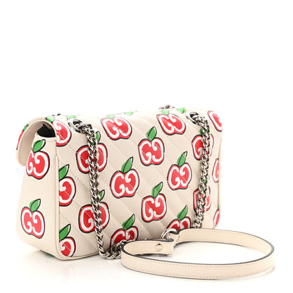 Gucci Calfskin Matelasse Diagonal GG Apple Small GG Marmont Shoulder Bag Ivory 3 of 9