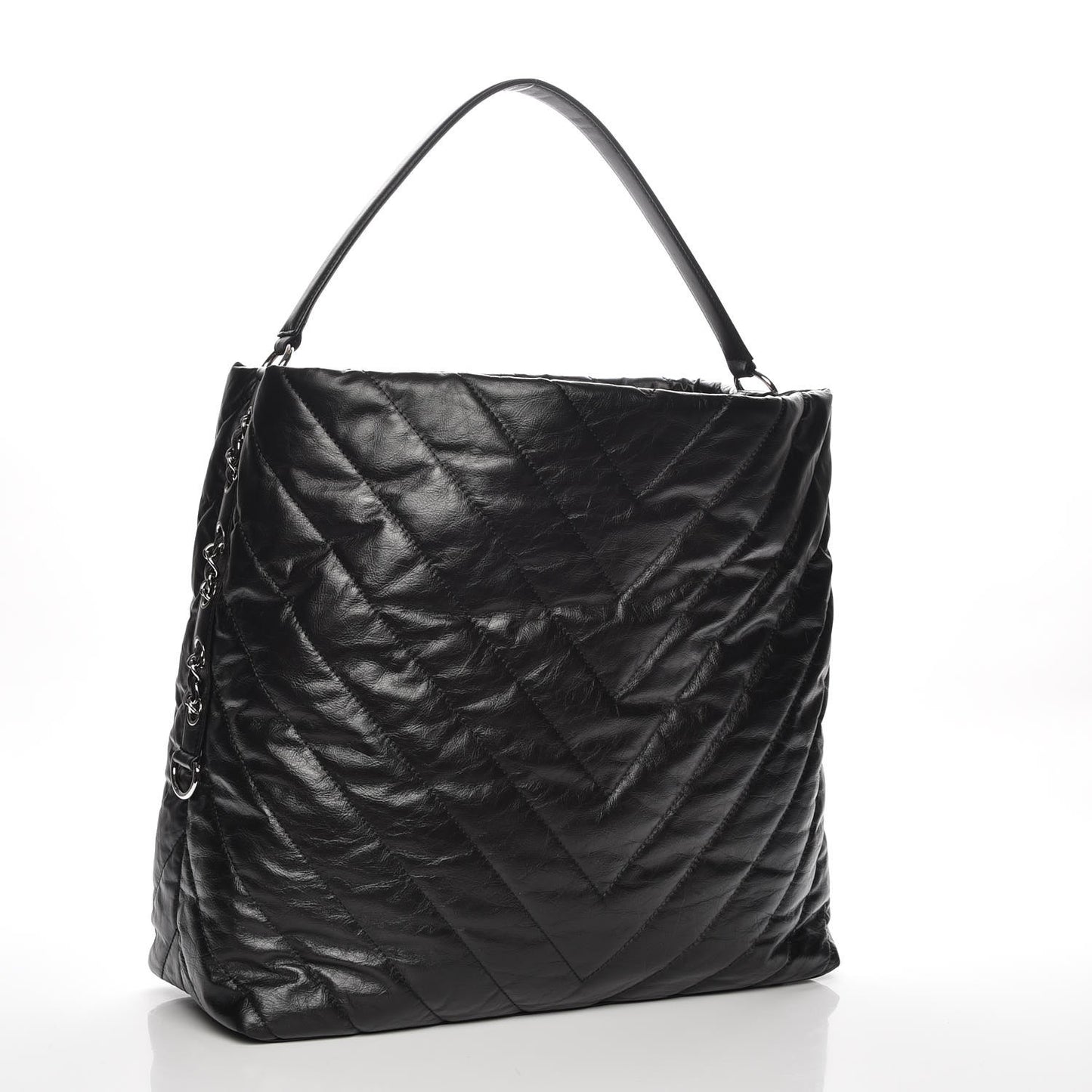 Aged Calfskin Chevron Large Big Bang Hobo Black