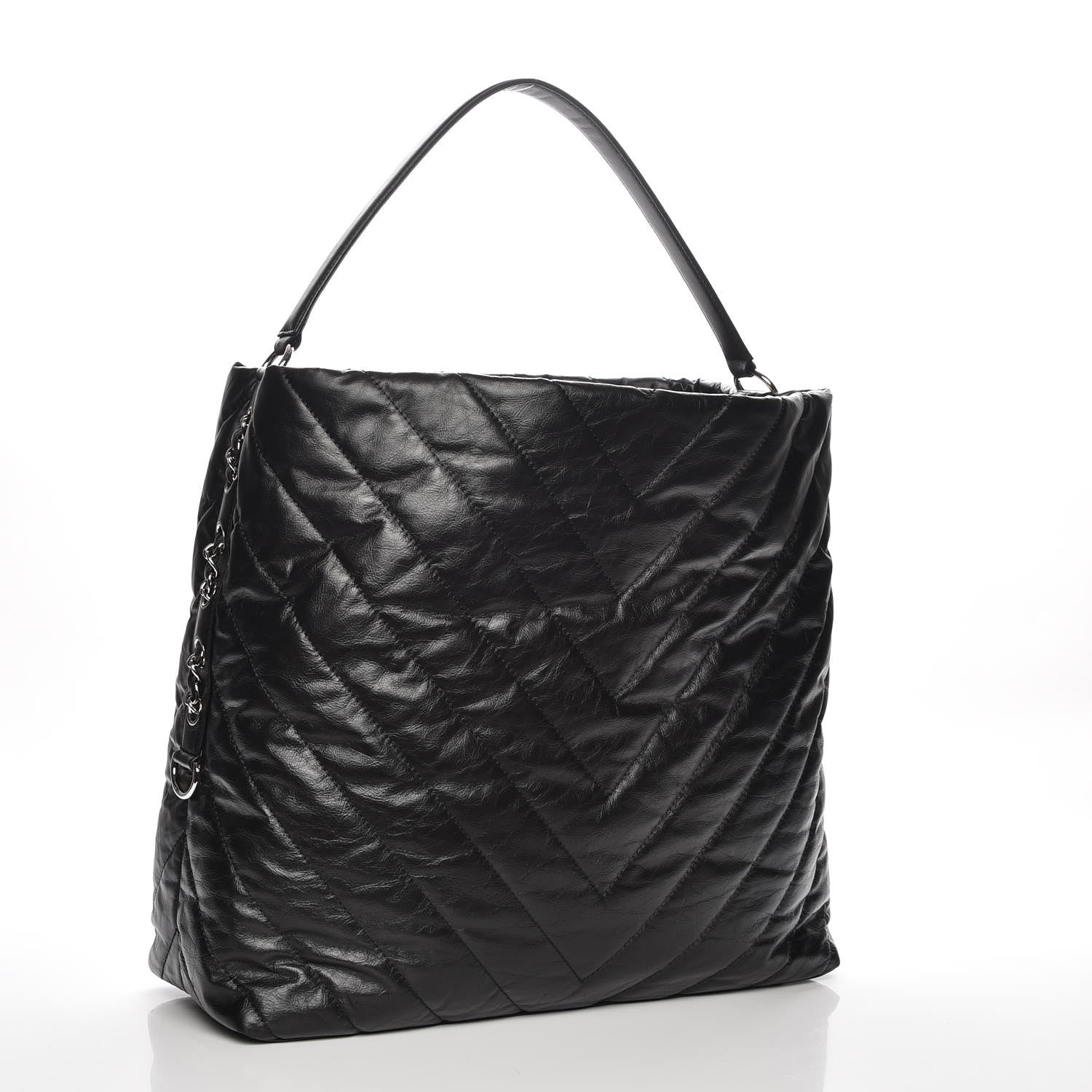 Chanel Aged Calfskin Chevron Large Big Bang Hobo Black 3 of 8