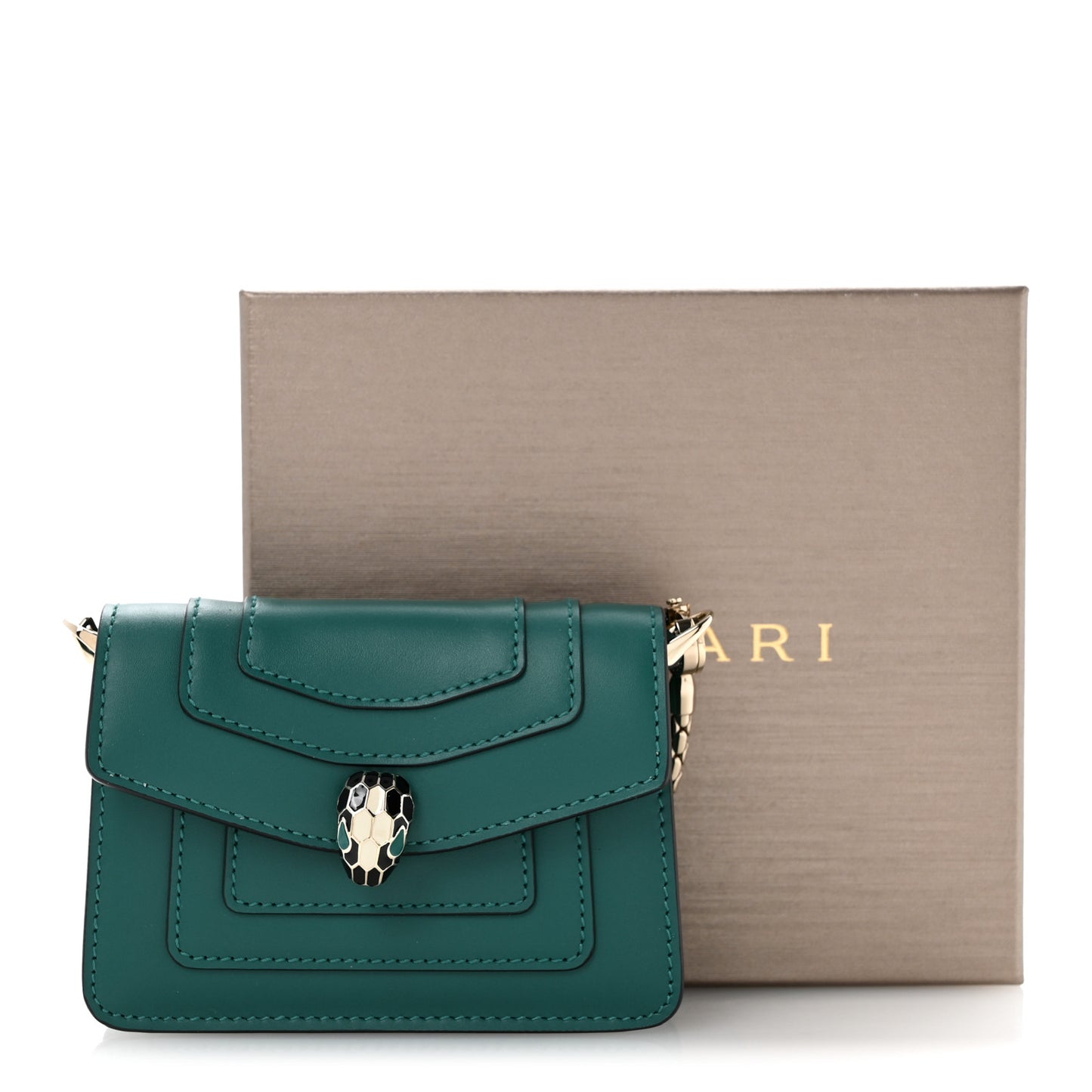 Calfskin Serpenti Forever Miniature Bag Charm Emerald