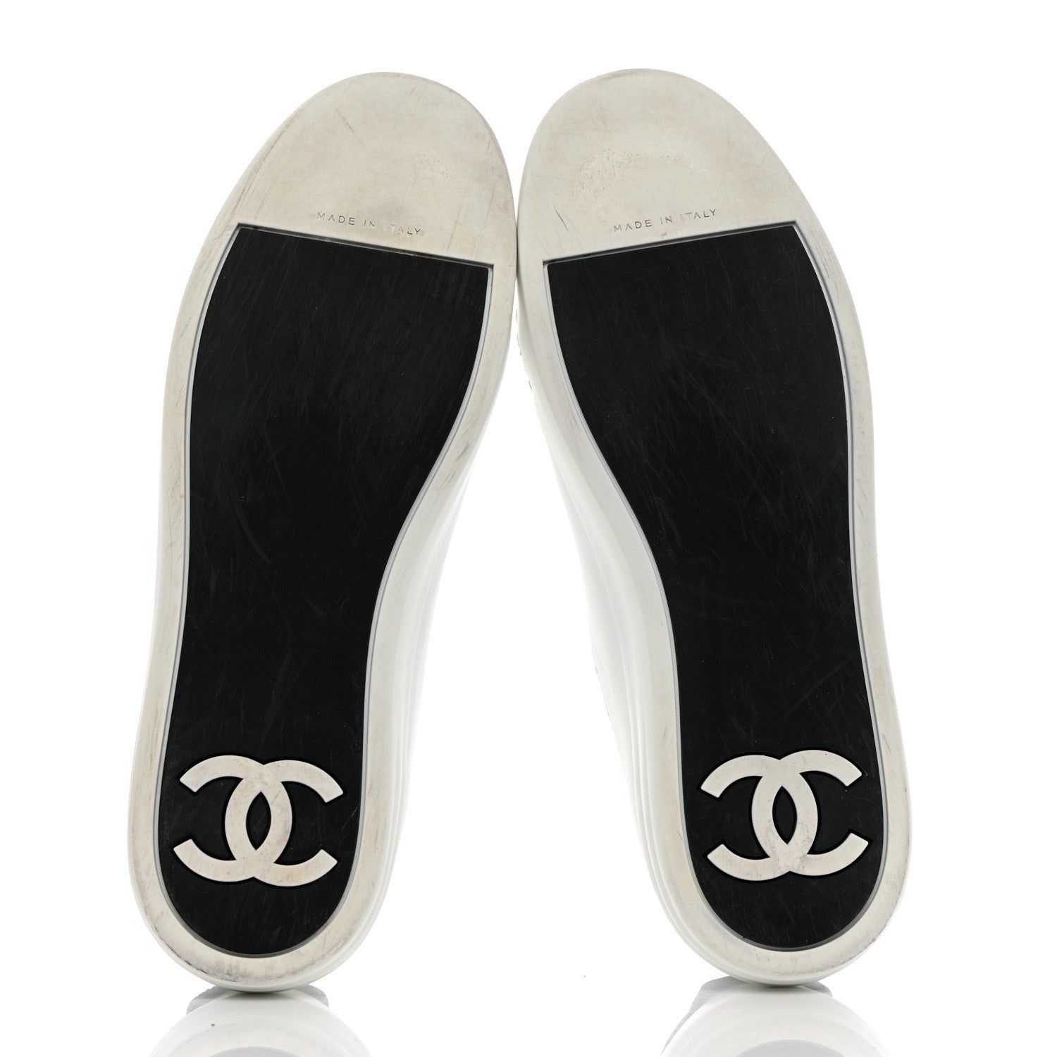 Chanel Calfskin Womens CC Sneakers 37 Black White 5 of 18