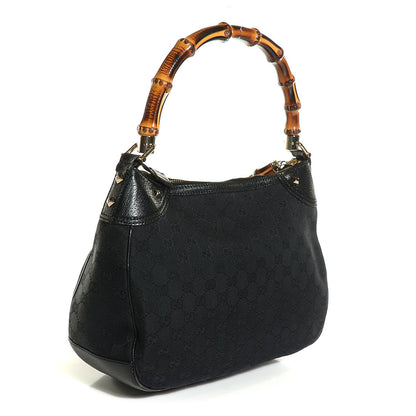 Gucci Monogram Bamboo Medium Top Handle Bag Black 3 of 7