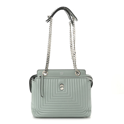 Fendi Shiny Nappa Trapuntata Small DotCom Click Top Handle Chain Satchel Light Blue 1 of 11