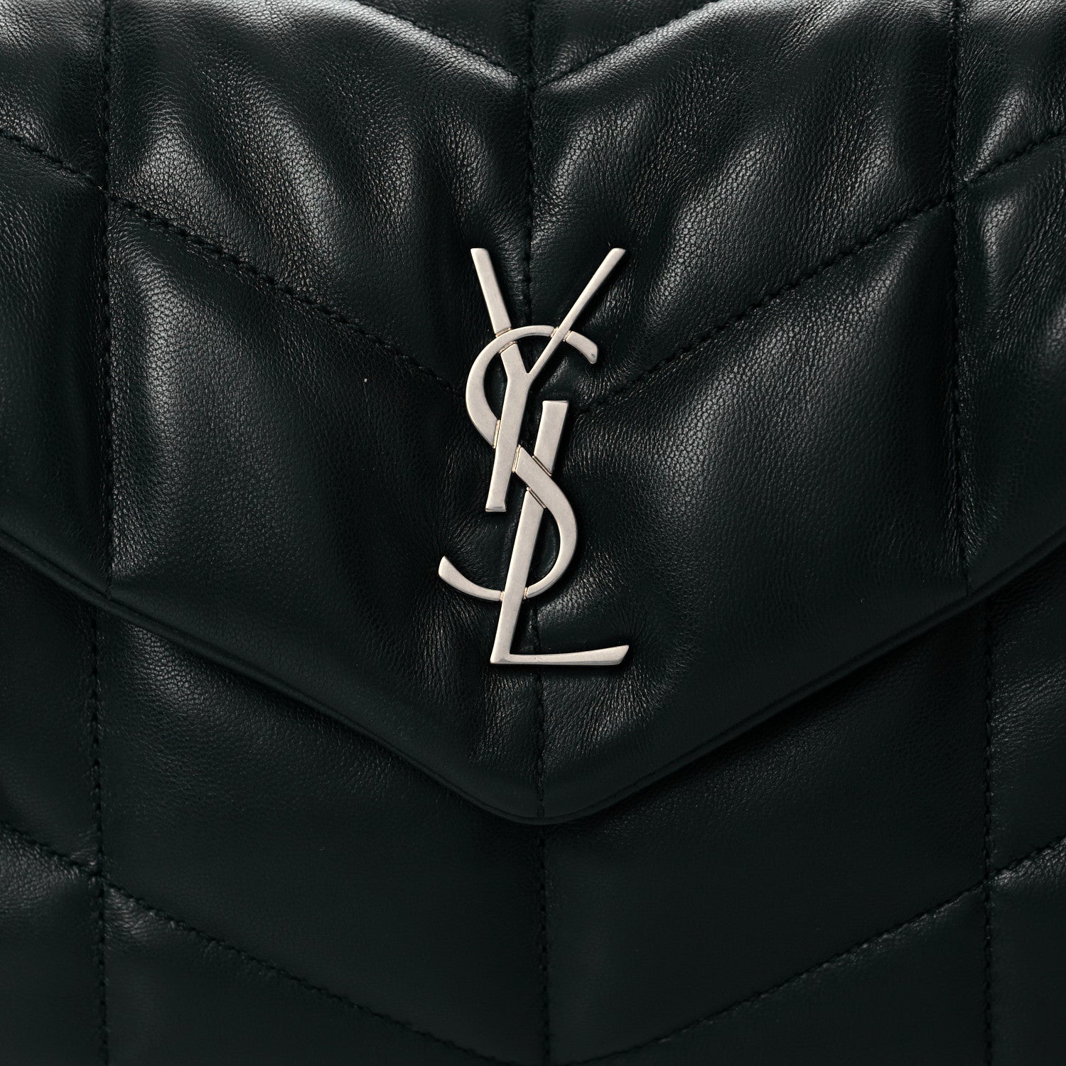 Saint Laurent Lambskin Quilted Toy Loulou Puffer Monogram Chain Satchel Deep Green 8 of 11