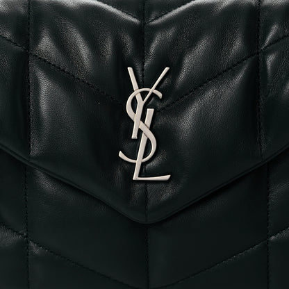 Saint Laurent Lambskin Quilted Toy Loulou Puffer Monogram Chain Satchel Deep Green 8 of 11