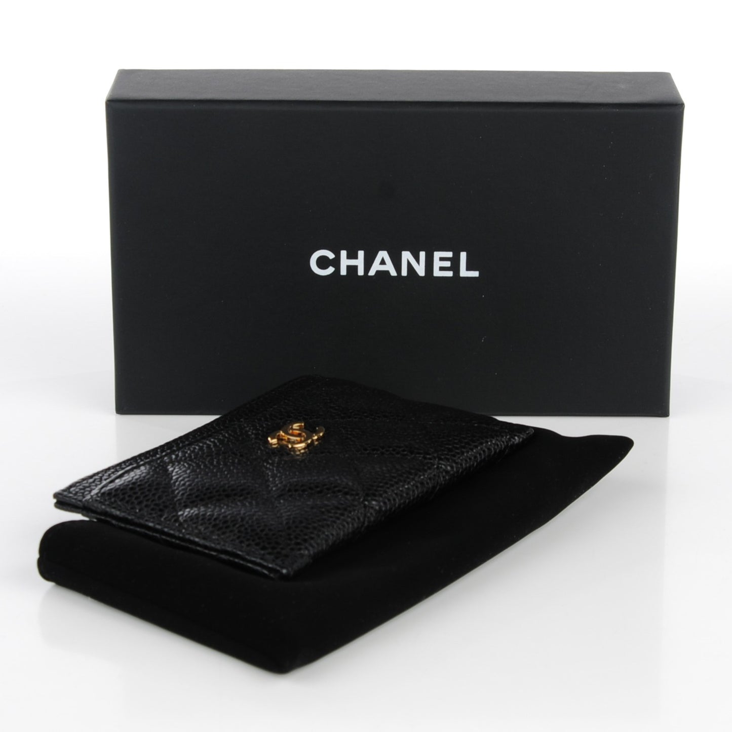 Caviar Quilted Card Holder Black
