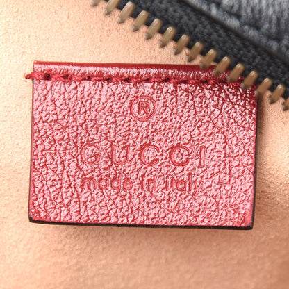 Gucci Vintage Effect Calfskin Matelasse Diagonal Mini Torchon GG Marmont Round Shoulder Bag Black Romantic Cherry 6 of 9