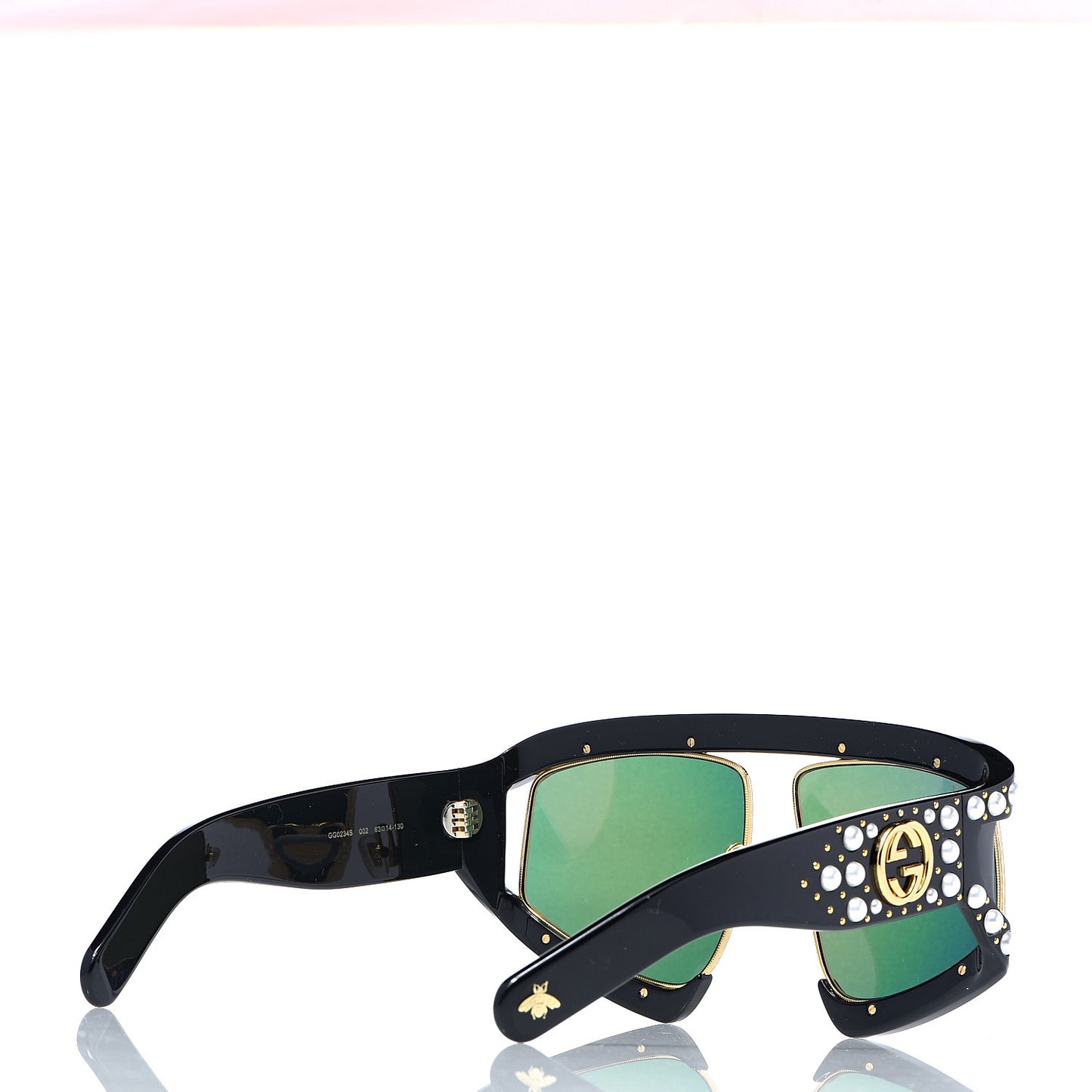 Acetate Pearl Rectangular Frame Sunglasses GG0234S Black Orange