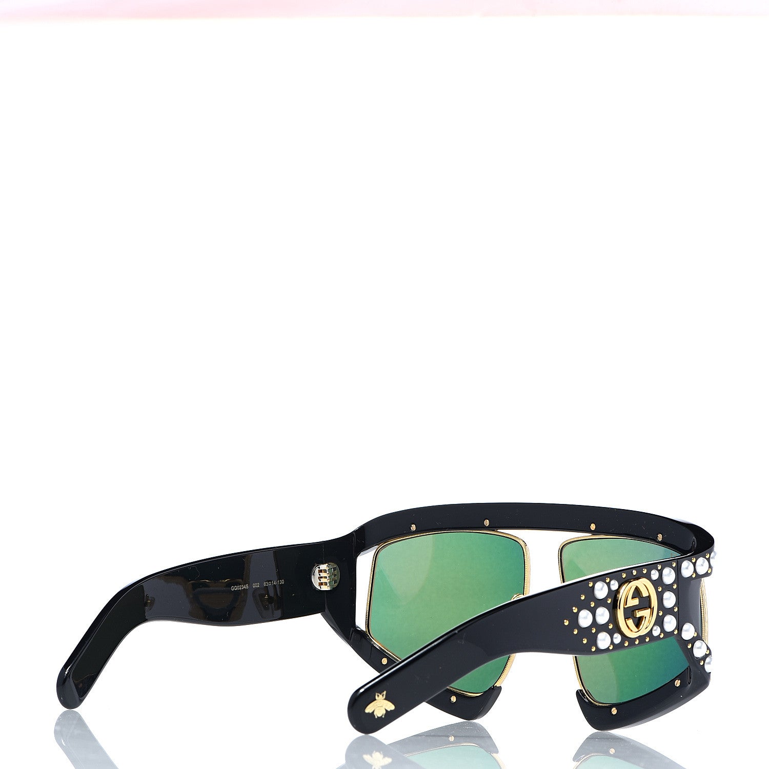 Gucci Acetate Pearl Rectangular Frame Sunglasses GG0234S Black Orange 4 of 7