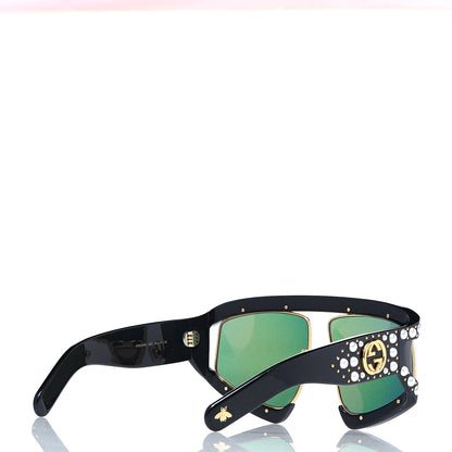 Gucci Acetate Pearl Rectangular Frame Sunglasses GG0234S Black Orange 4 of 7