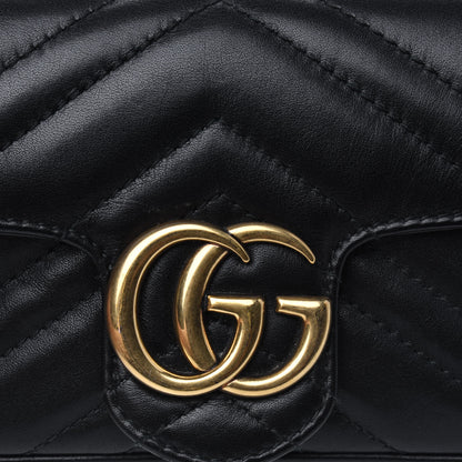 Gucci Calfskin Matelasse Super Mini GG Marmont Shoulder Bag Black 14 of 16