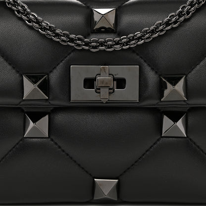 Valentino Garavani Nappa Monochrome Medium Roman Stud Shoulder Bag Black 7 of 7