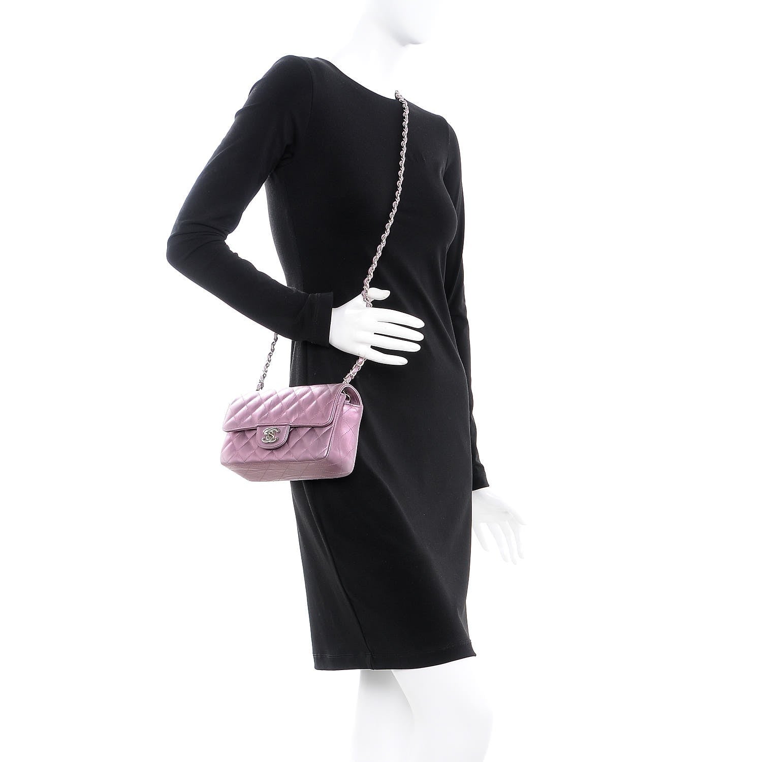 Chanel Metallic Calfskin Quilted Mini Rectangular Flap Pink 3 of 15
