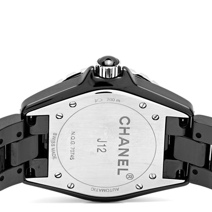 Chanel Stainless Steel Ceramic Diamond 38mm J12 Automatic Watch Black 4 of 5