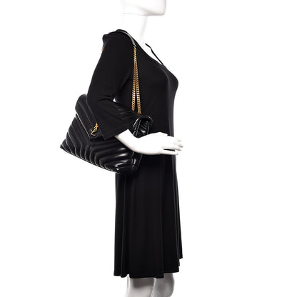 Saint Laurent Calfskin Y Quilted Monogram Medium Loulou Chain Satchel Black 2 of 9